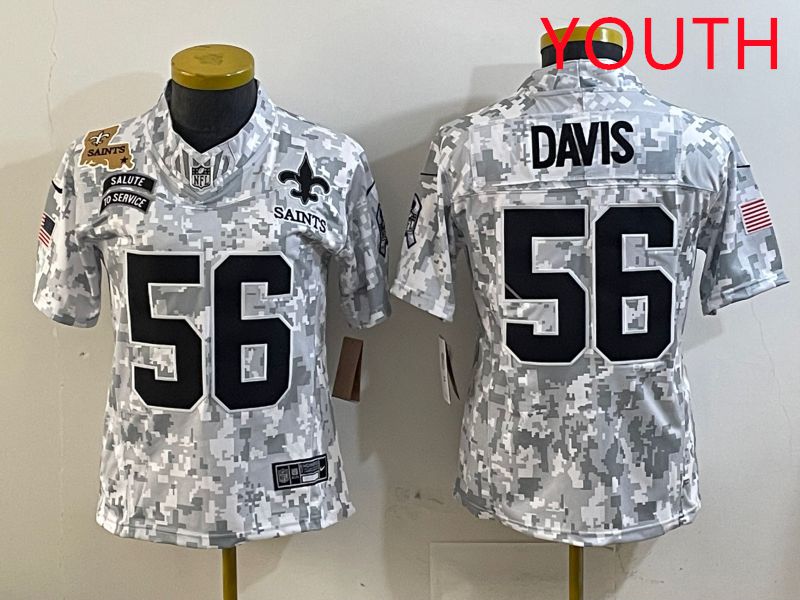 Youth New Orleans Saints #56 Davis Camo Nike Olive Salute To Service Limited NFL Jersey style 1->youth nfl jersey->Youth Jersey